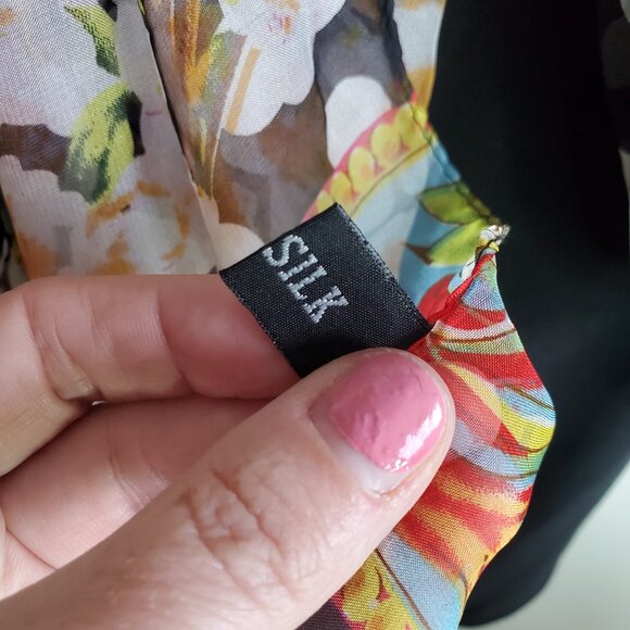 VINTAGE 100% Silk Polka Dot Floral Scarf Shawl Wrap Sheer Retro Pin-Up 72" x 35" - Picture 5 of 11